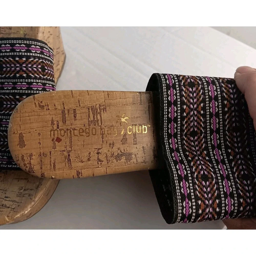 Montego Bay Club Sz 5.5 O'Malley‎ Women Cork Wedge Heel Boho Slide Sandals